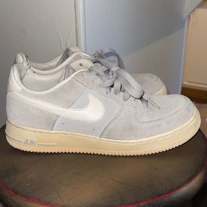 Nike Gray and White Low Top Air Force 1 Sneakers